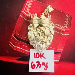 10K Yellow Gold Lion 🦁 Head Pendant For Wedding 6.3Gr