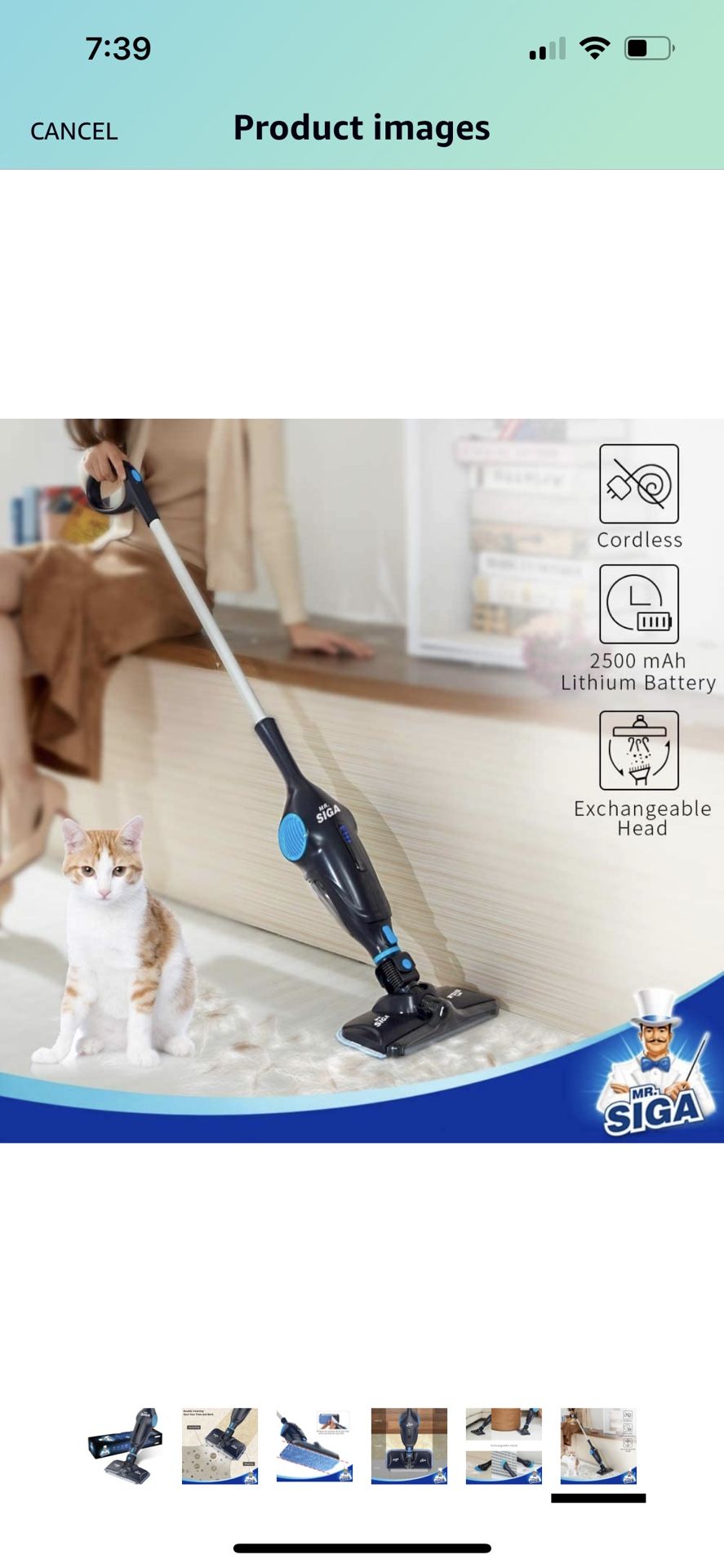 Efficient Cordless Lightweight Vacuum Cleaner Mop for hard floors/tile-Exchangeable head for rugs
