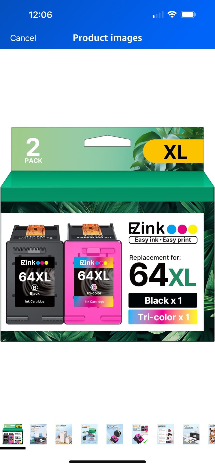 Brand New    64XL Ink Cartridges Remanufactured for HP 64XL Ink Cartridge Combo Pack Replacement for HP 64 Ink to use with HP Envy Photo 7 715