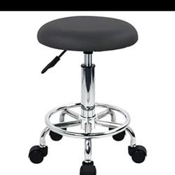 Swivel Rolling Stool with Footrest Height Adjustable PU Leather Office Chair for Bedroom Shop Counter Salon Vanity Spa Massage Beauty Desk Small