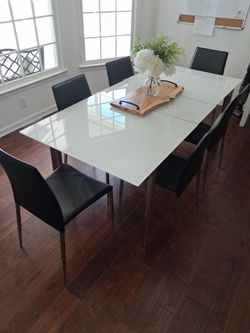 Dining table with six chairs