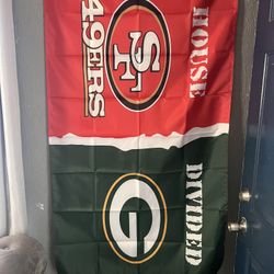 Used House Divided 49ers Packers Flag Size 3ftx5ft 