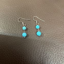 Turquoise Silver Pierced Earrings