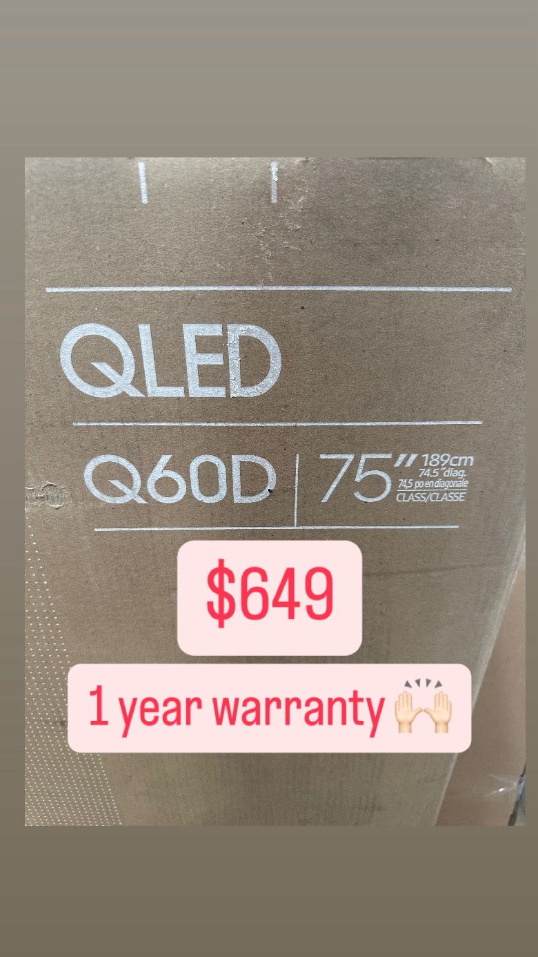 SAMSUNG 75” Class QLED 4K Q60D Series Quantum HDR, Dual LED, Object Tracking Sound Lite, Q-Symphony, Motion Xcelerator, Gaming Hub, Smart TV with Alex