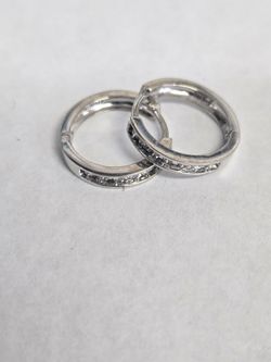 10kt White Gold Small Diamond Hoops