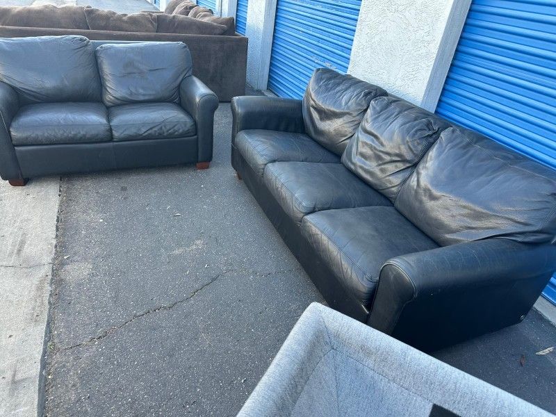 Modern Leather Original Couch With Loveseat Leather