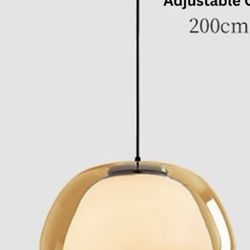 Glass Hardwire Hanging Light - Amber & Frosted Glass 39cm