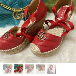 New GG Wedges In A Box With Dust Bag too. Color Red Size 9