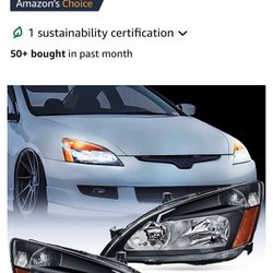Brand New Black Housing Headlights For 2003-2007 Honda Accord