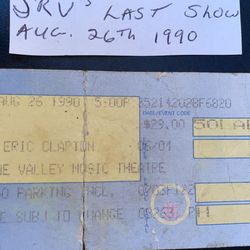 Stevie Ray Vaughn’s Last Show Ticket Stub