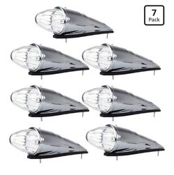 7PCS LED Torpedo Cab Lights Chrome Clear Roof Marker Lights for Trucks