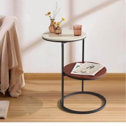 Round Side Table, Modern End Tables Living Room Furniture,