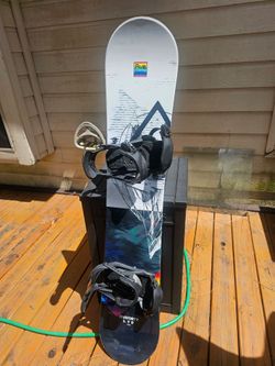 Snowboard set with bag, Boots, goggles and Bib with jacket.