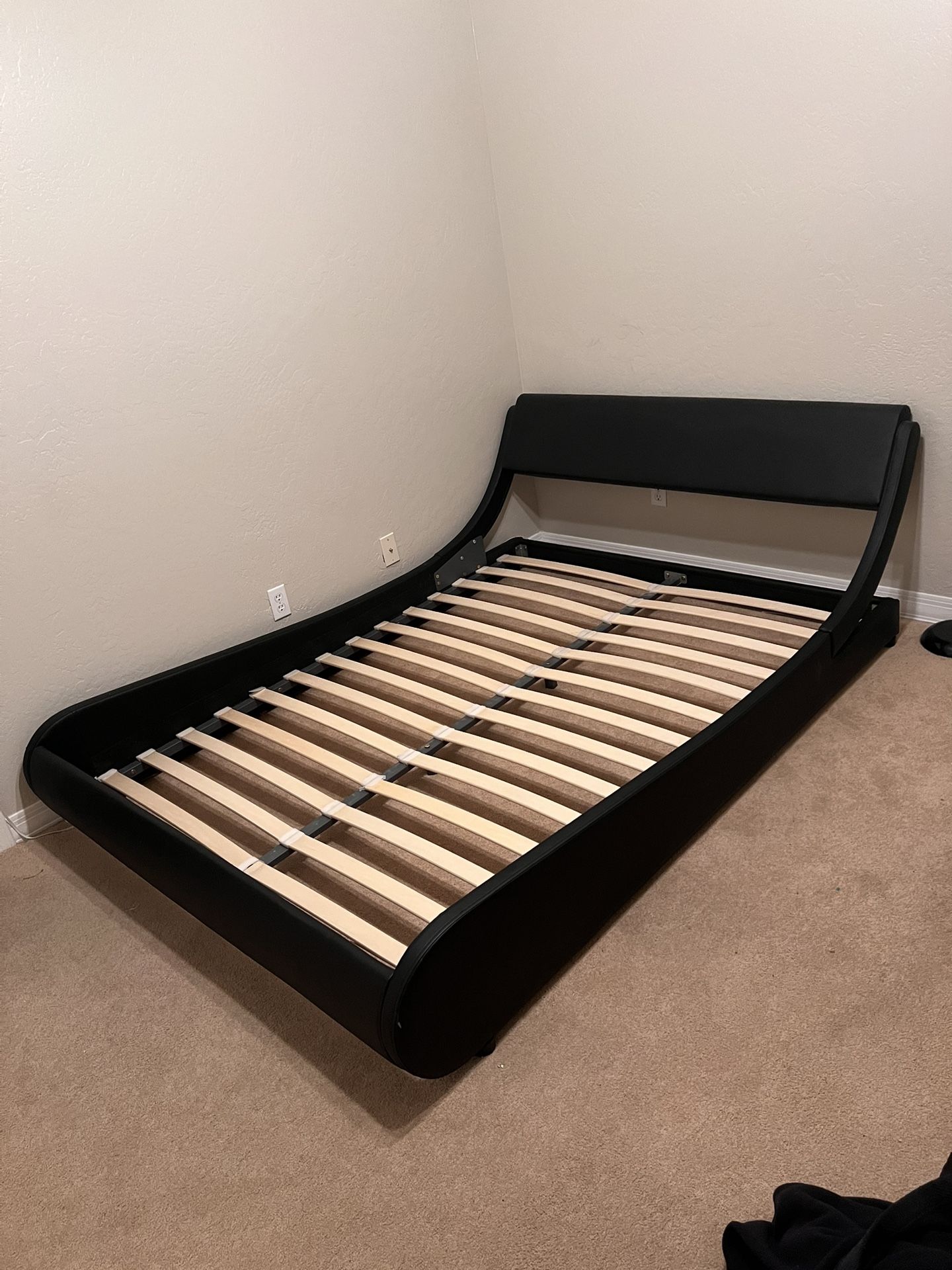 Queen Bed Frame - Black Faux Leather