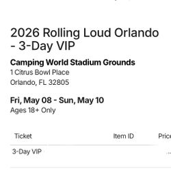 Rolling Loud VIP Tickets. 