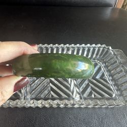 Art Deco Bakelite/Catalin "Creamed" Spinach Marbled 3/4" Bangle 1930s