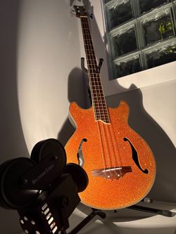 Extremely Rare Daisy Rock Long Scale Acoustic-Electric Bass – Orange Sparkle