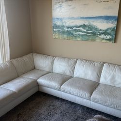 Natuzzi white leather couch