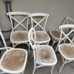 6 White Restoration Hardware Dining Chairs- Free