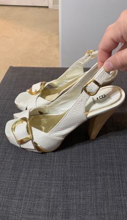 Off White Open Toe Heels Size 8.5