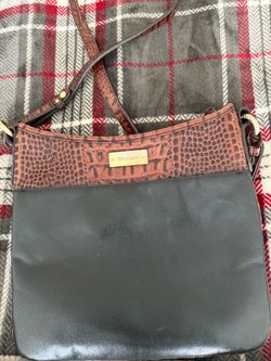 Leather brown and black Braham shoulder pocketbook-9 by 10 inches
