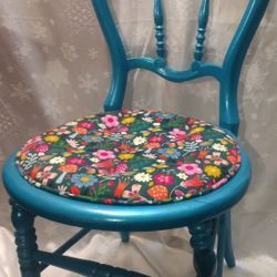 Hand painted And Reupholstered Antique Chair 