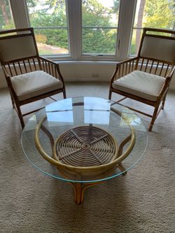 Rattan Armchair and Coffee Table Set