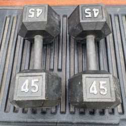 2-45lb Hex Dumbbells 