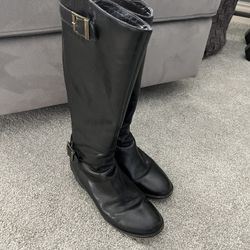 Womens Black Leather Boots - Size EUR 39.5 / U.S. 9