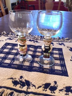 Goebel German Wine Glasses, Boy and Girl