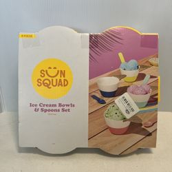 Sun Squad Ice Cream Dessert Bowls With Spoons