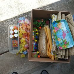 Box Of Hawaiian/Luau Party Items