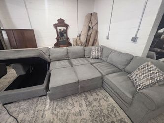 Large Gray Sectional with Pull-Out Bed