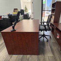 Office Furniture Set Cherry Bookshelf, File Cabinet, Credenza And More 