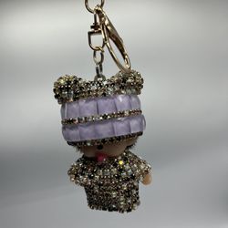 Full diamond labubu Keychain(Purple）