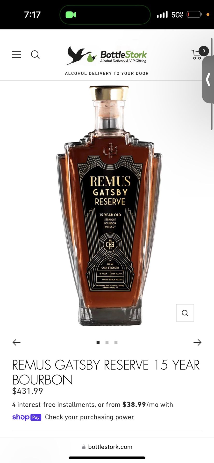 Remus Gatsby 15 Year Bottle 2024
