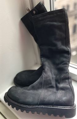 Rick Owens Black Shearling Leather Boots Men’s 44 Made In Italy