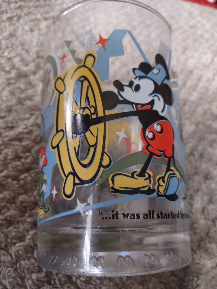 Collectible McDonald's Walt Disney World 100 Years of Magic Glass Cup - Old Mickey Mouse