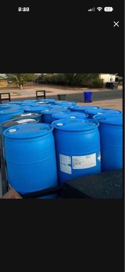 Blue Plastic 55-Gallon Drums