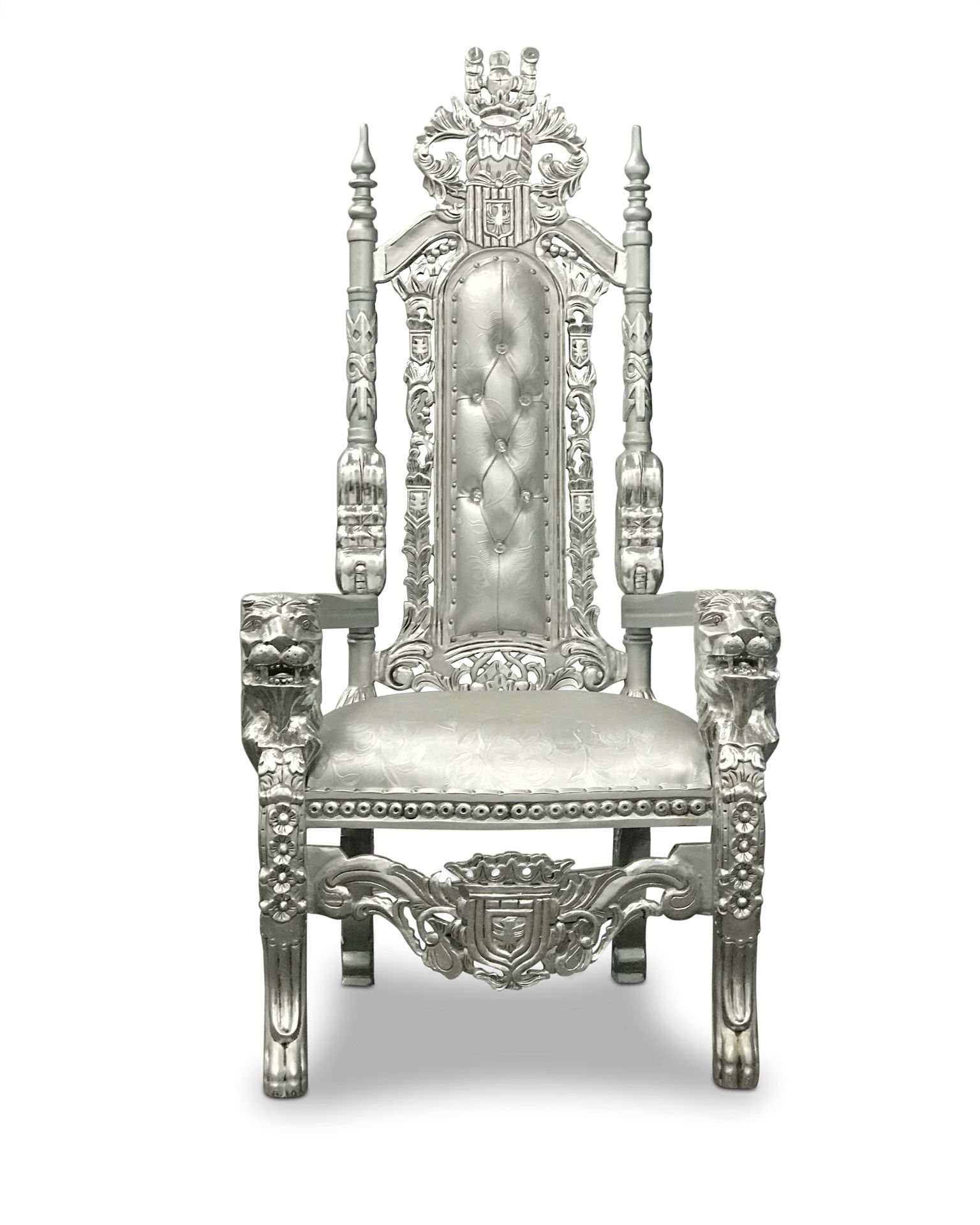 Free nationwide delivery | 61” silver king throne chairs queen princess royal baroque wedding event party photography hotel lounge boutique furniture