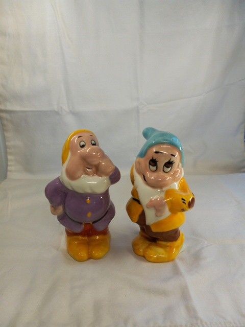 Never Used Sneezy & Bashful Dwarfs Salt And Pepper Shakers Made In Mexico