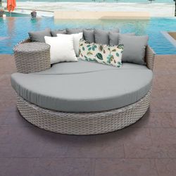 New gray outdoor patio furniture daybed sun bed lounger round wicker