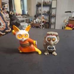 Burger King Toys Lot Of 2 Kung Fu Panda 4 Master Shifu 4" & Cloudy With A Chance Of Meatballs Steve The Monkey 3" (dead battery)