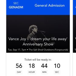 Tickets To Vance Joy- Dream Your Life Away- Anniversary Show