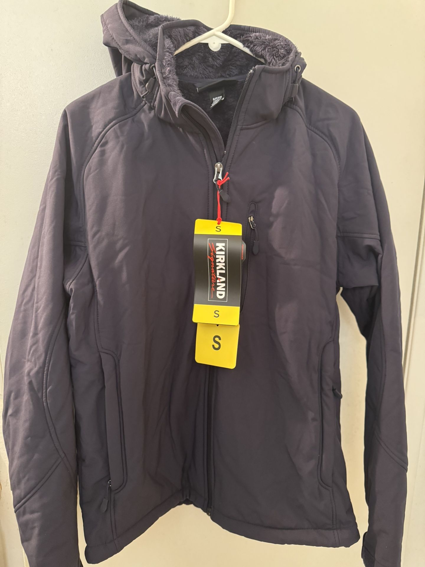BRAND NEW WITH TAGS NEVER WORN Kirkland Fleece Lined Hooded Coat Parks Jacket Black Dark Grey Gray Size US Men’s S Small