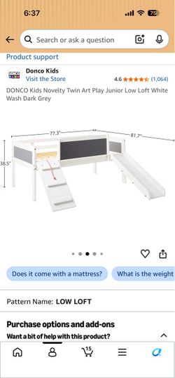 DONCO Kids Twin Low Loft Bed with Slide
