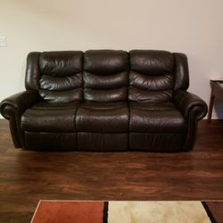 Genuine Leather Double Recliner Sofa
