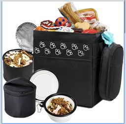 Dog Travel Bag - Airline Approved, 2 Food Containers, 2 Bowls, Treat Pouch & Accessories