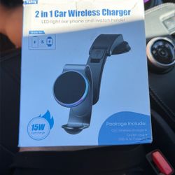 generic "2-in-1" car wireless charging mount designed for