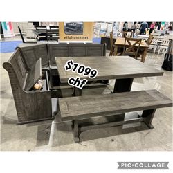 solid wood dining nook with bench // Christmas Sale !
